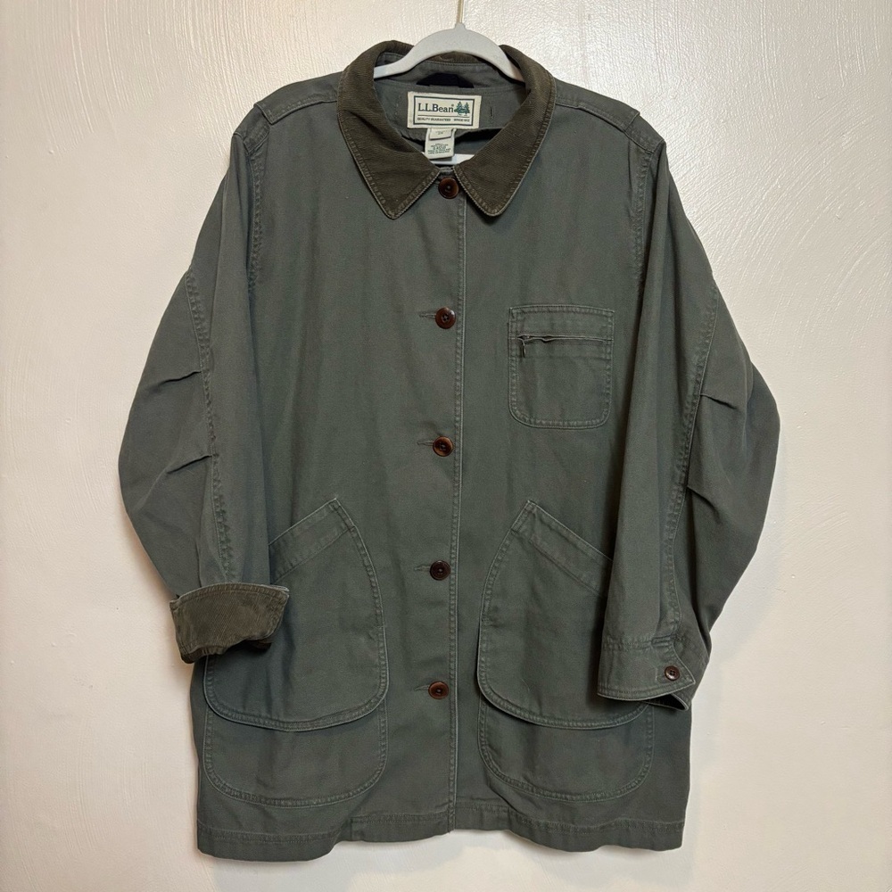 Vintage LL Bean Women’s Field Coat Barn Jacket Cotton Corduroy Green Size 2X